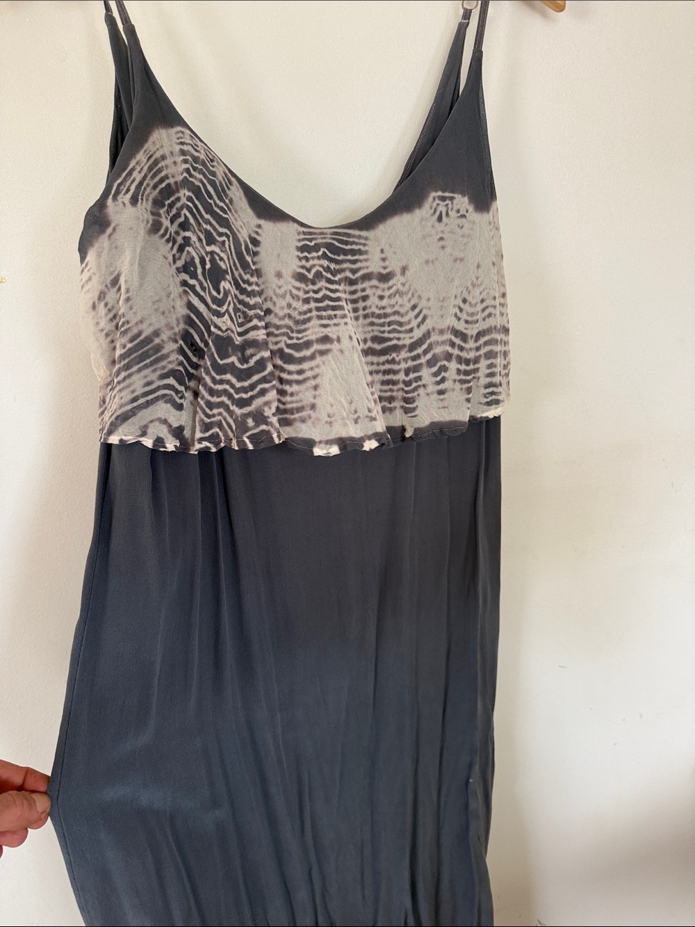 Gypsy 05 Gray silk Slip Dress with Thin Straps